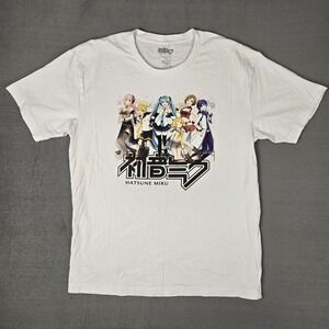 Hatsune Miku T-Shirt Adult Large Crew Neck White Art Graphic Idol Music